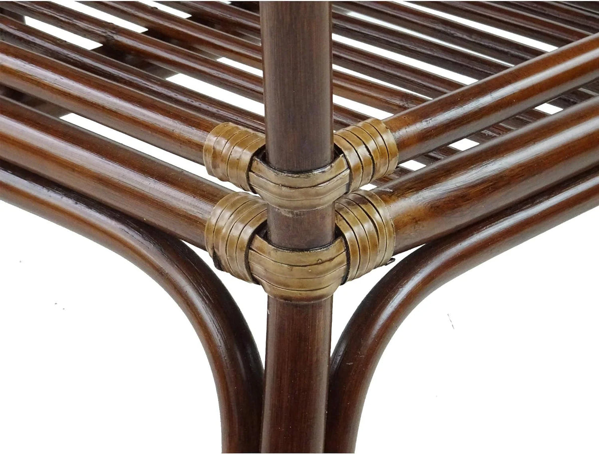Rectangular Coffee Table Dark Walnut Natural Rattan B87003