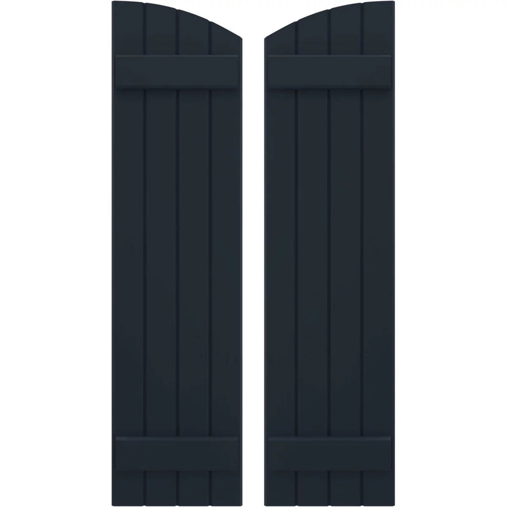 14"W x 58"H Real Wood Board-n-Batten Shutters with Elliptical Top, Starless Night Blue Z262