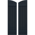 14"W x 58"H Real Wood Board-n-Batten Shutters with Elliptical Top, Starless Night Blue Z262