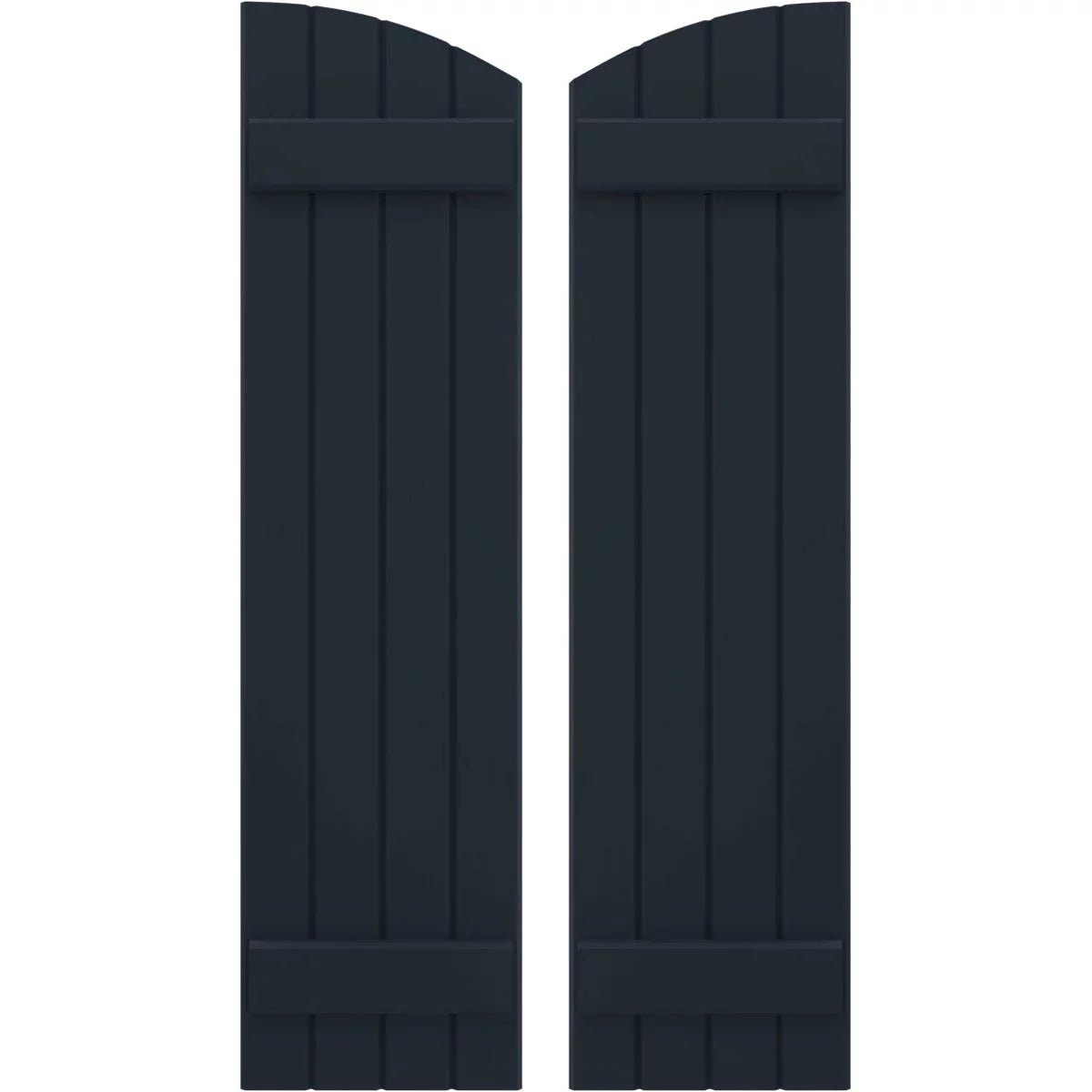 14"W x 58"H Real Wood Board-n-Batten Shutters with Elliptical Top, Starless Night Blue Z262