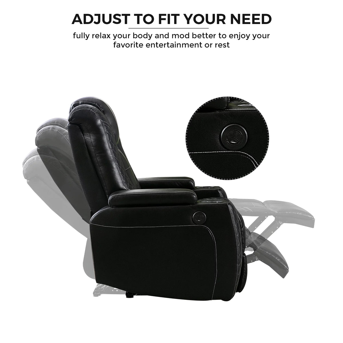 Power Recliner Chair with USB Ports and Cup Holders X5525