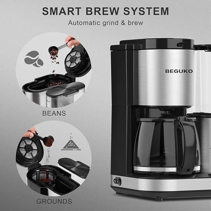 Pre-Owned 10 Cups Coffee Maker Grinder Removable Reservoir Silver J359723