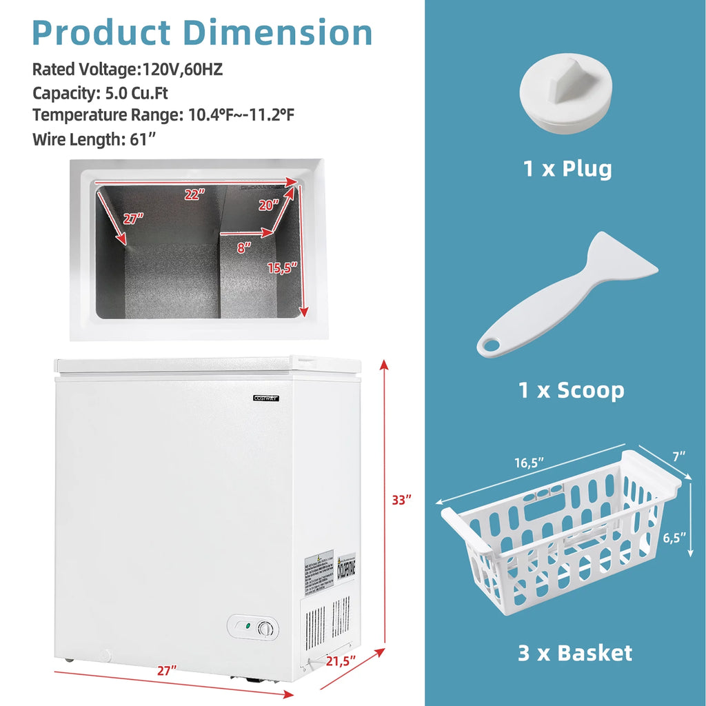 5.2 Cu.ft Chest Freezer with 3 Baskets Z38457