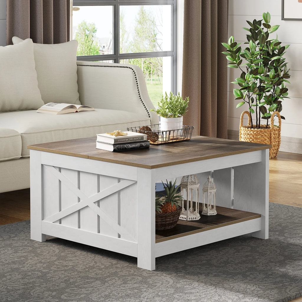 Square Wood Coffee Table with Storage S9858