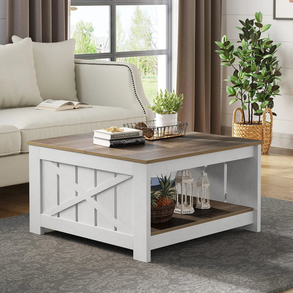 Square Wood Coffee Table with Storage S9858