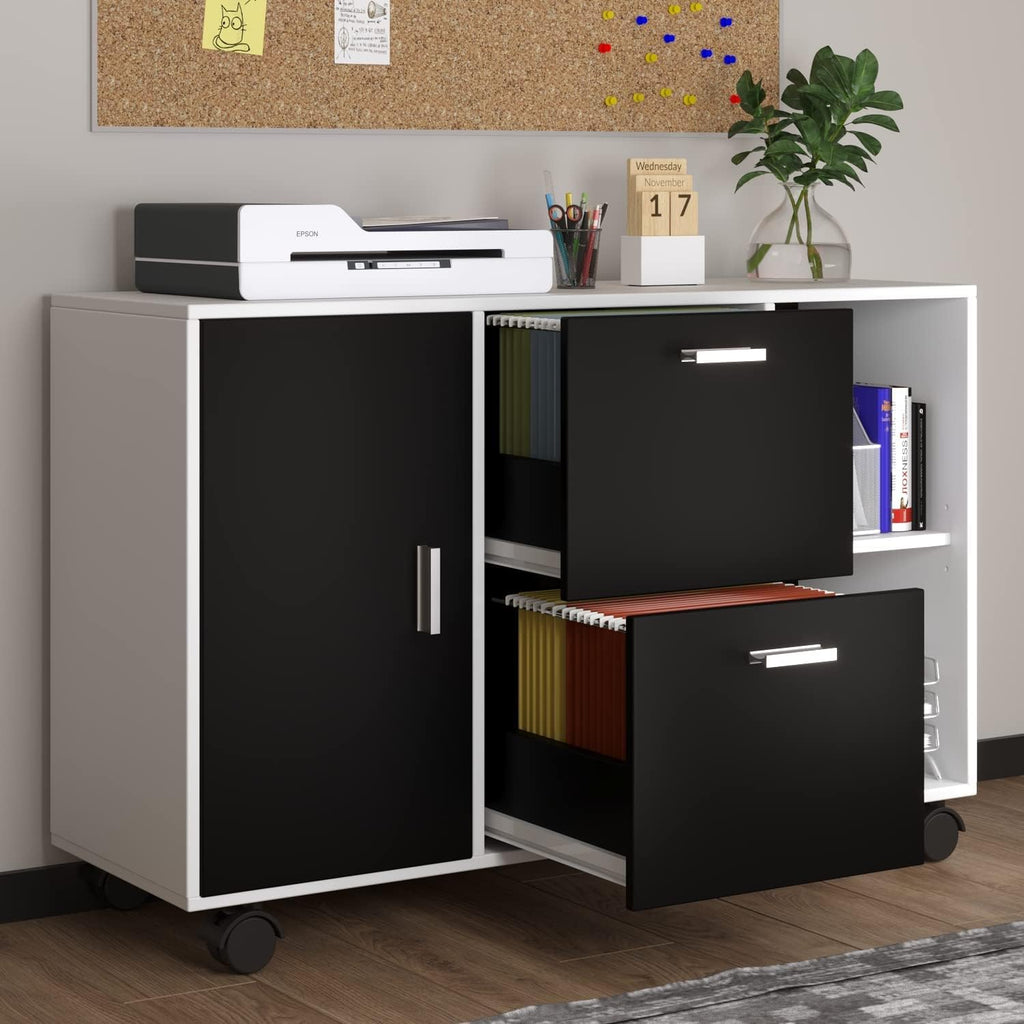 2 Drawer Mobile Lateral File Cabinet with Adjustable Shelf D822096