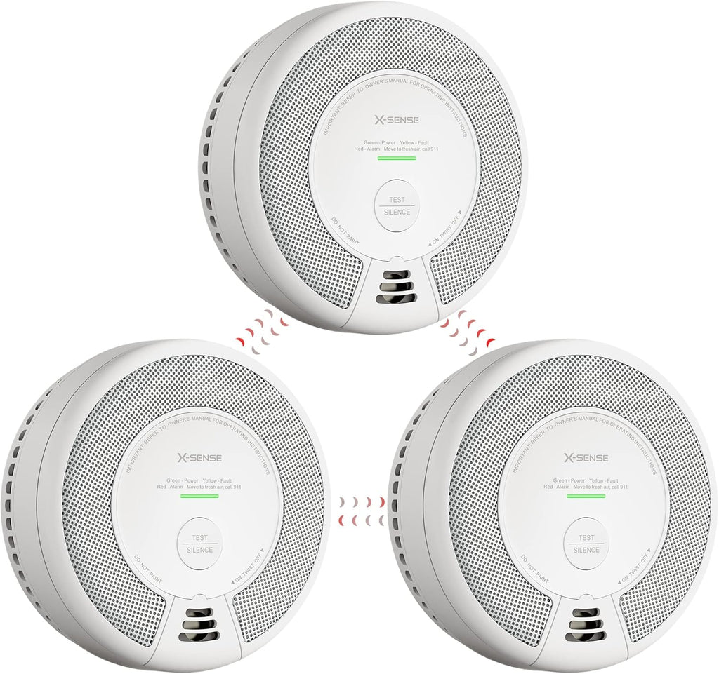 Wireless Interconnected Combination Smoke and Carbon Monoxide Detector, 10-Year Battery, Pack of 3 I77381