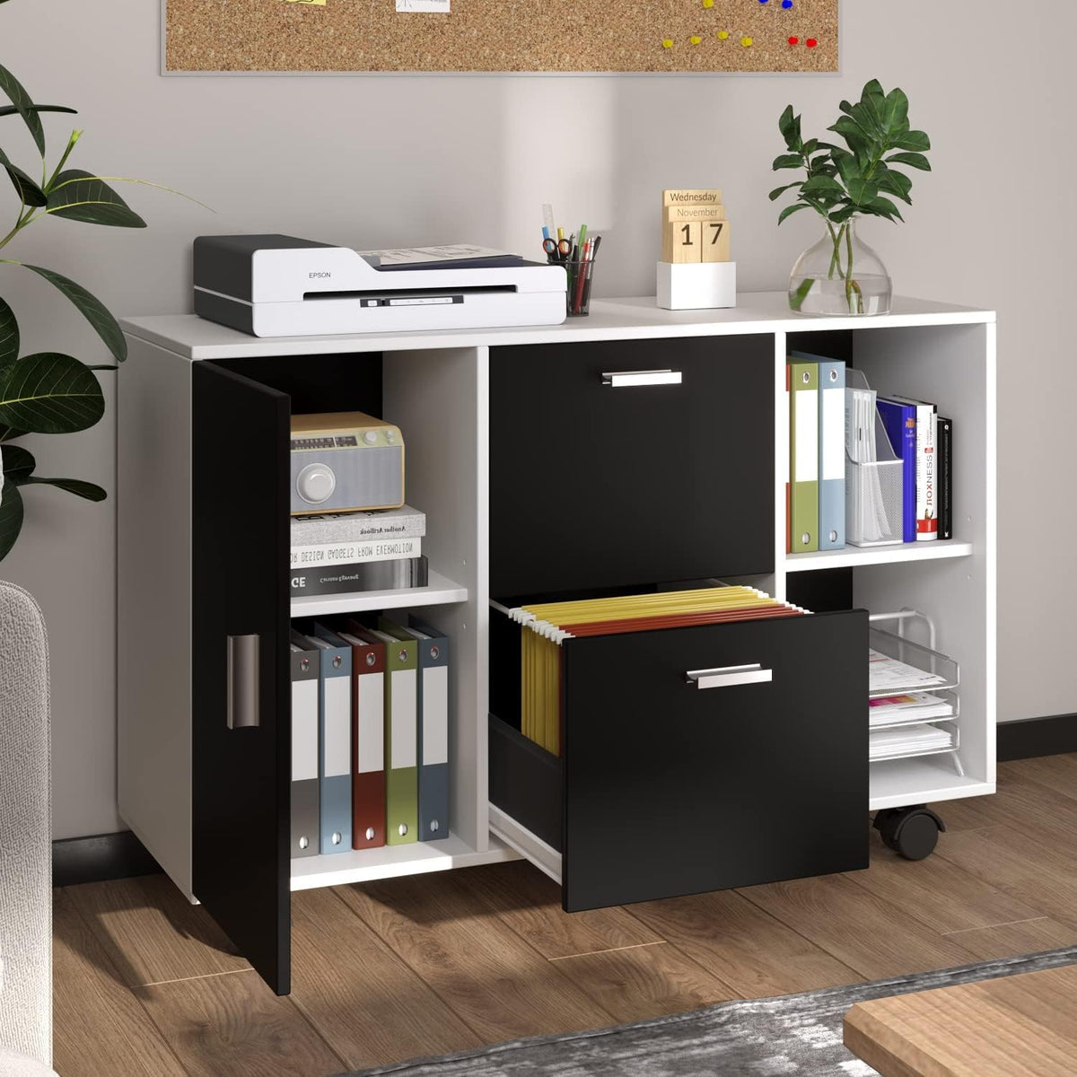 2 Drawer Mobile Lateral File Cabinet with Adjustable Shelf D822096