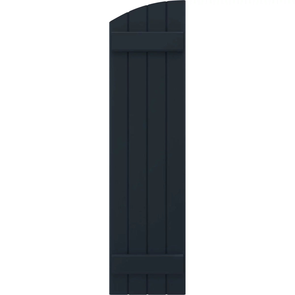 14"W x 58"H Real Wood Board-n-Batten Shutters with Elliptical Top, Starless Night Blue Z262