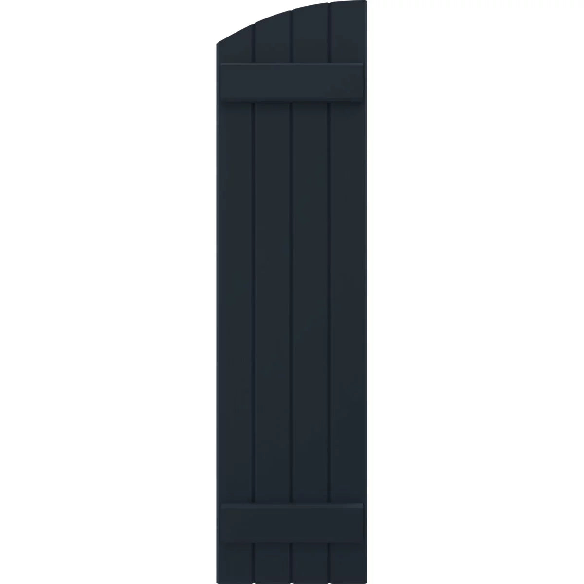 14"W x 58"H Real Wood Board-n-Batten Shutters with Elliptical Top, Starless Night Blue Z262