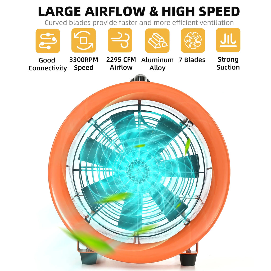 12" Utility Blower Extractor Fan with 16ft Duct Hose L57061