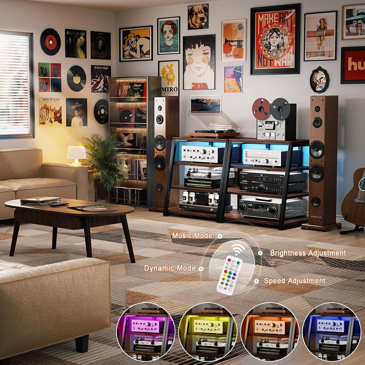 4-Tier AV Media Stand with Power Strips U496