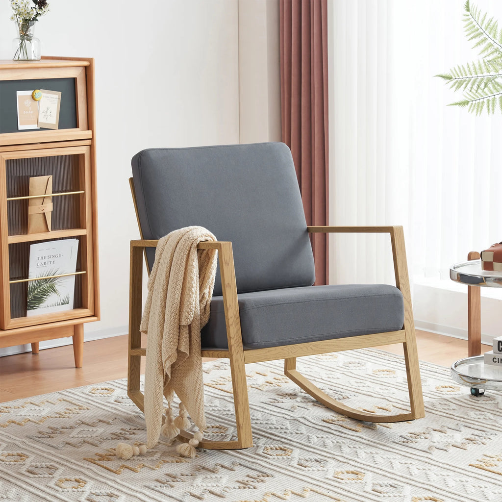 Gray Upholstered Rocking Chair H3179