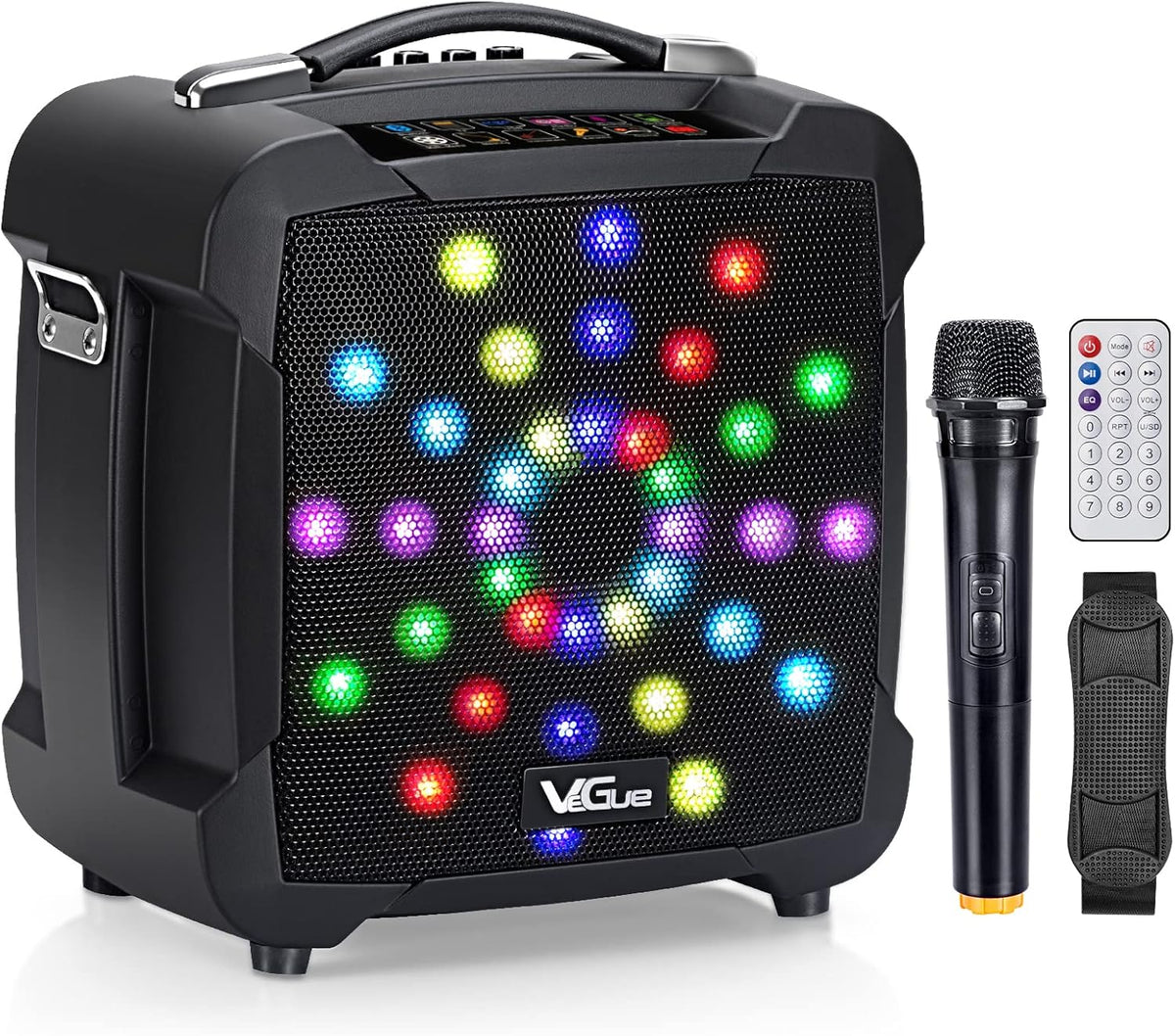 Karaoke Machine with Wireless Microphone, Portable Bluetooth Speaker with LED Light Q81705