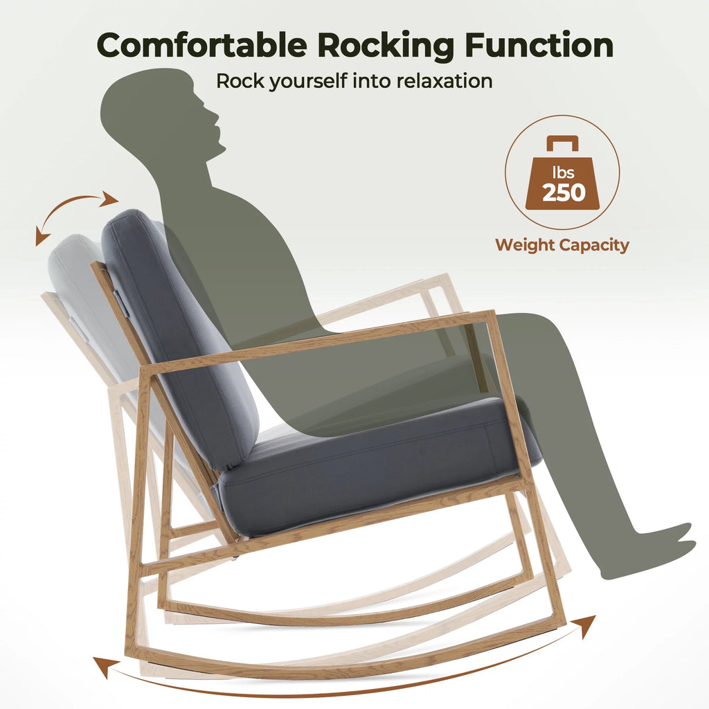 Gray Upholstered Rocking Chair H3179