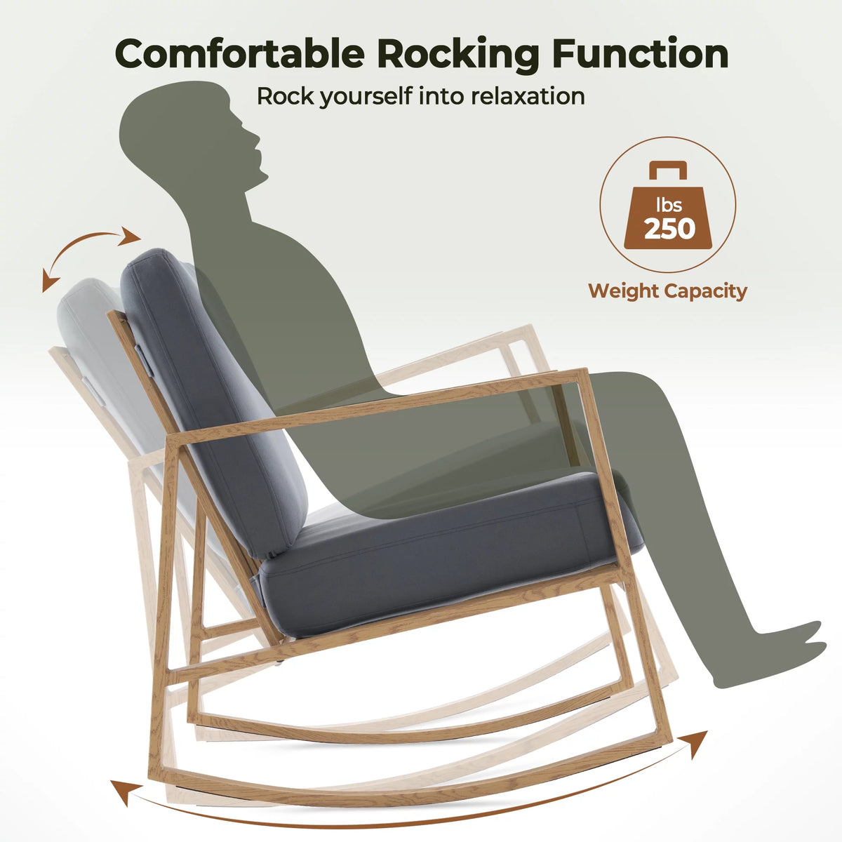 Gray Upholstered Rocking Chair H3179