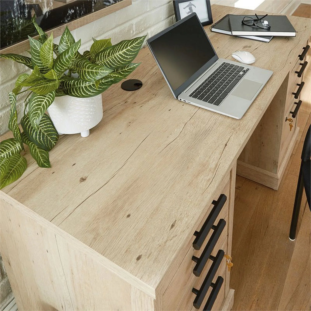 60" Engineered Wood Credenza Desk in Prime Oak Y95480