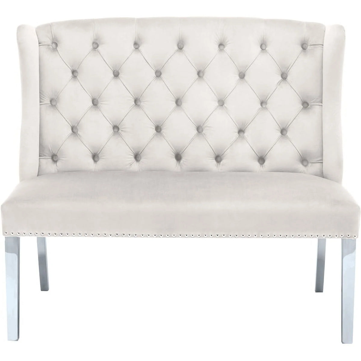 Cream Velvet Settee Bench J423