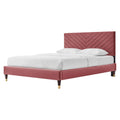 Queen Size Pink Velvet Platform Bed Frame T891822