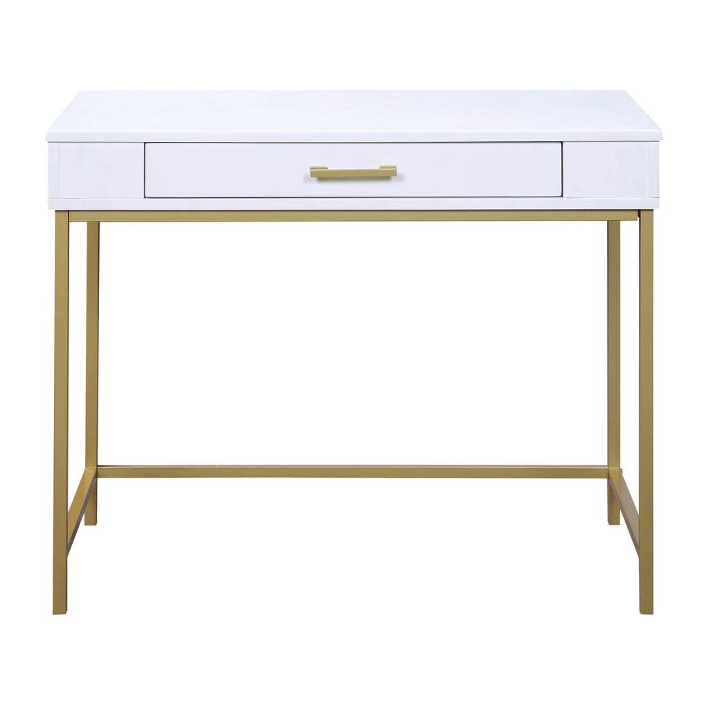 White Engineered Wood Desk with Metal Legs K370397