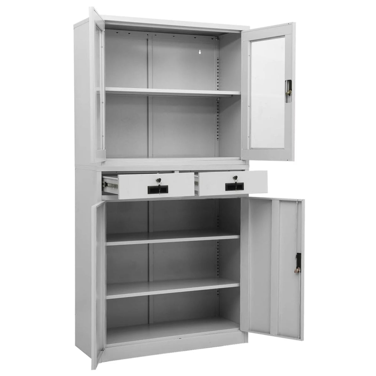 Light Gray 2 Drawer Steel and Glass Door File Storage Cabinet O715