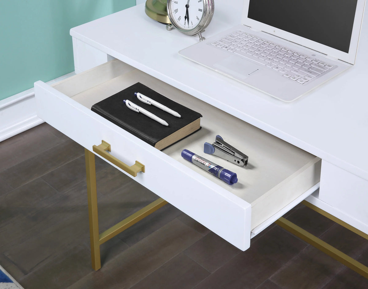 White Engineered Wood Desk with Metal Legs K370397