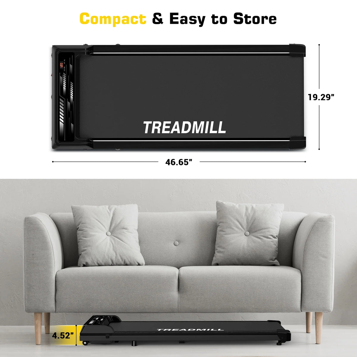 Black Portable Under Desk Treadmill Walking Pad Y19577