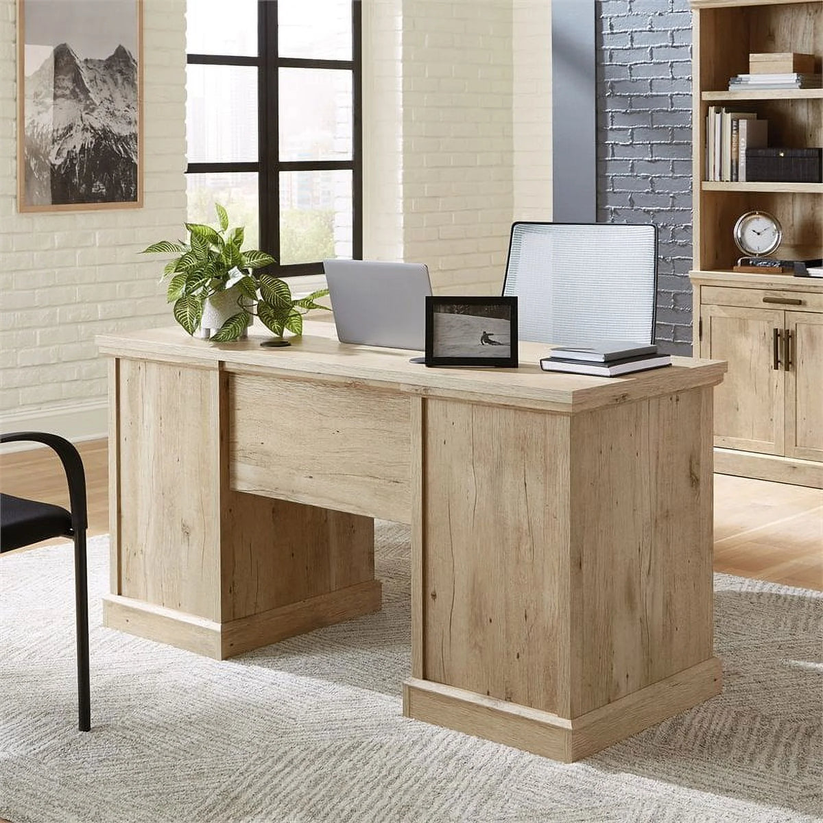 60" Engineered Wood Credenza Desk in Prime Oak Y95480