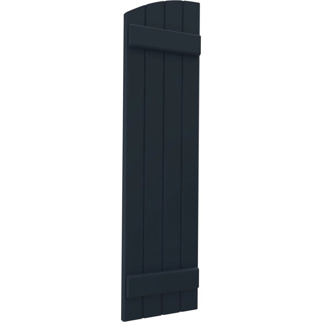 14"W x 58"H Real Wood Board-n-Batten Shutters with Elliptical Top, Starless Night Blue Z262