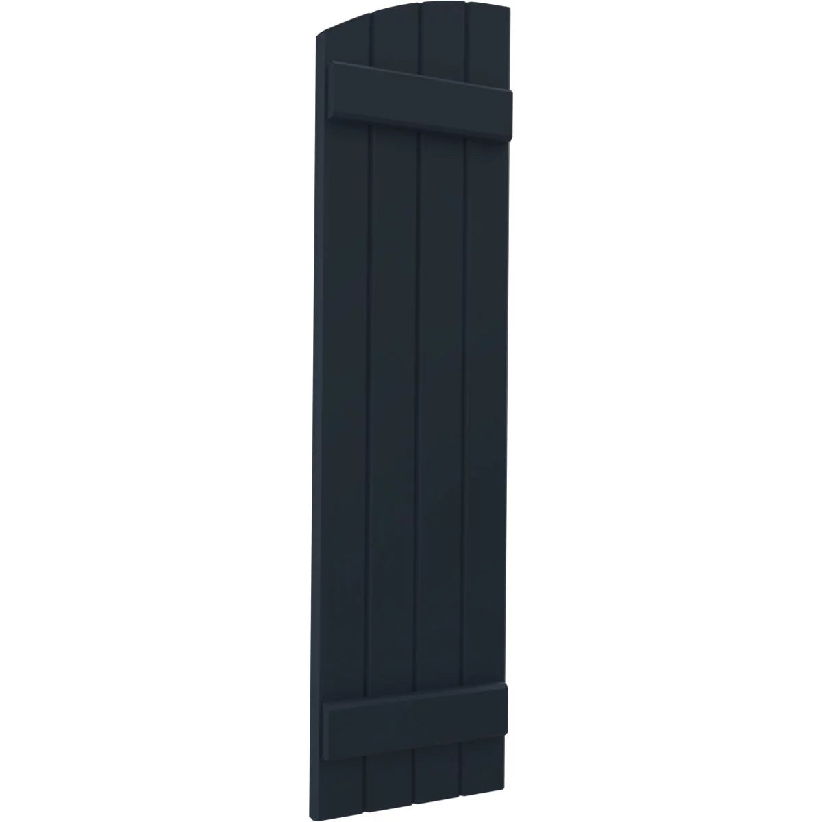 14"W x 58"H Real Wood Board-n-Batten Shutters with Elliptical Top, Starless Night Blue Z262