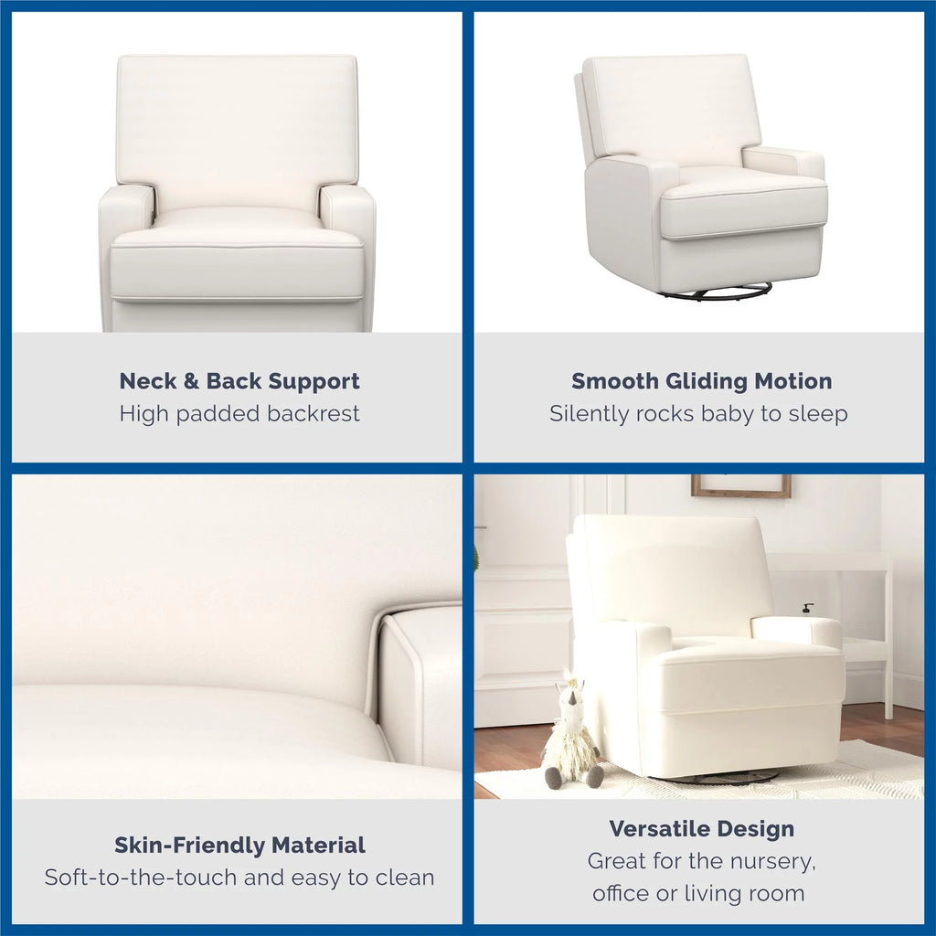 White Linen Swivel Glider Recliner Chair Y861163