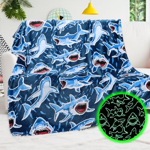 Glow in The Dark Shark Blanket 50x60 inch R1718