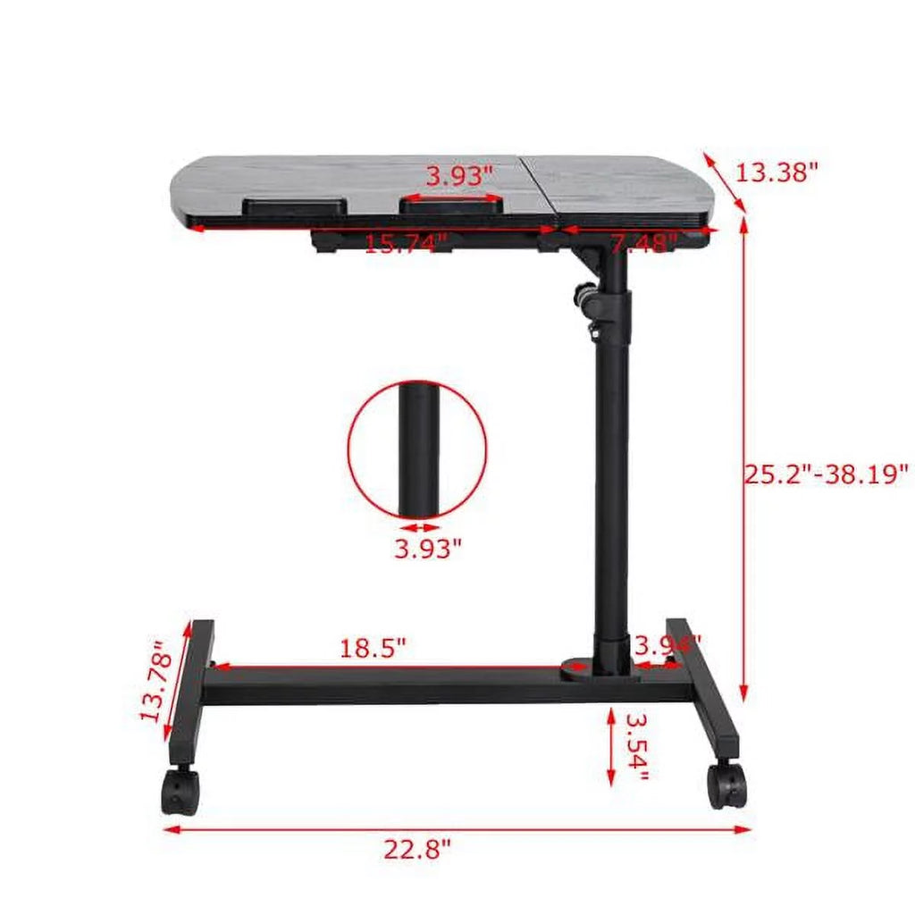 Portable Rolling Laptop Desk, Adjustable Height, Black H71455