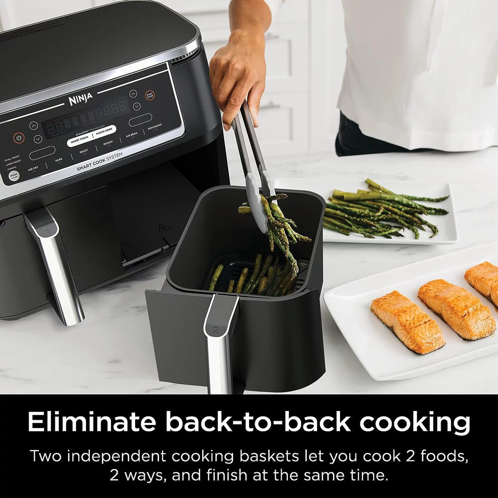 Black 6-in-1 10-qt. XL 2-Basket Air Fryer P151094