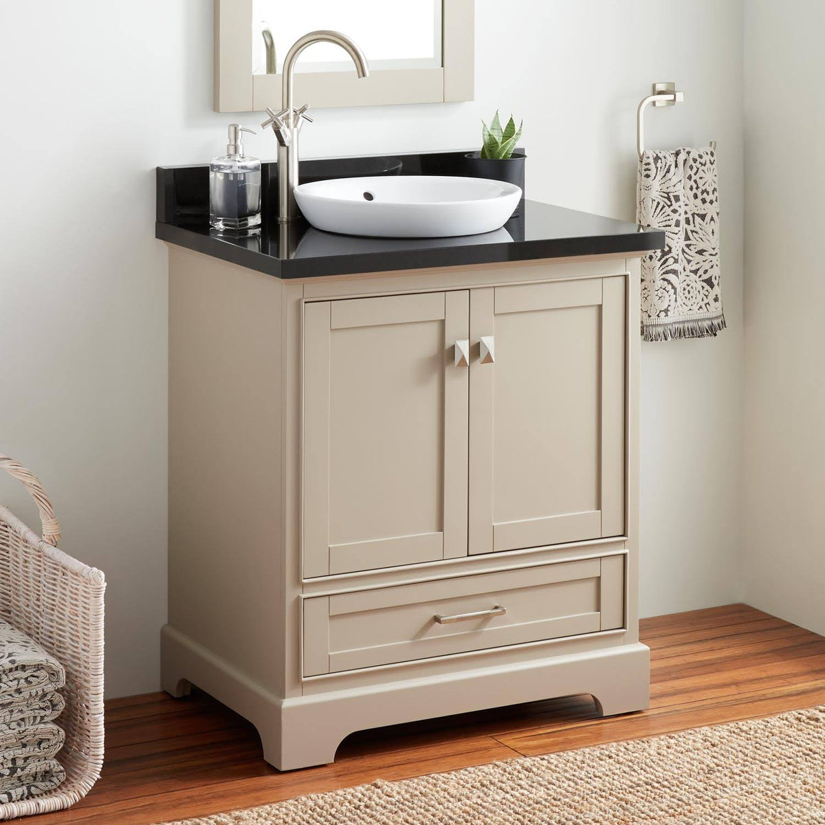 30x22 Taupe Wood Vanity Cabinet K50888