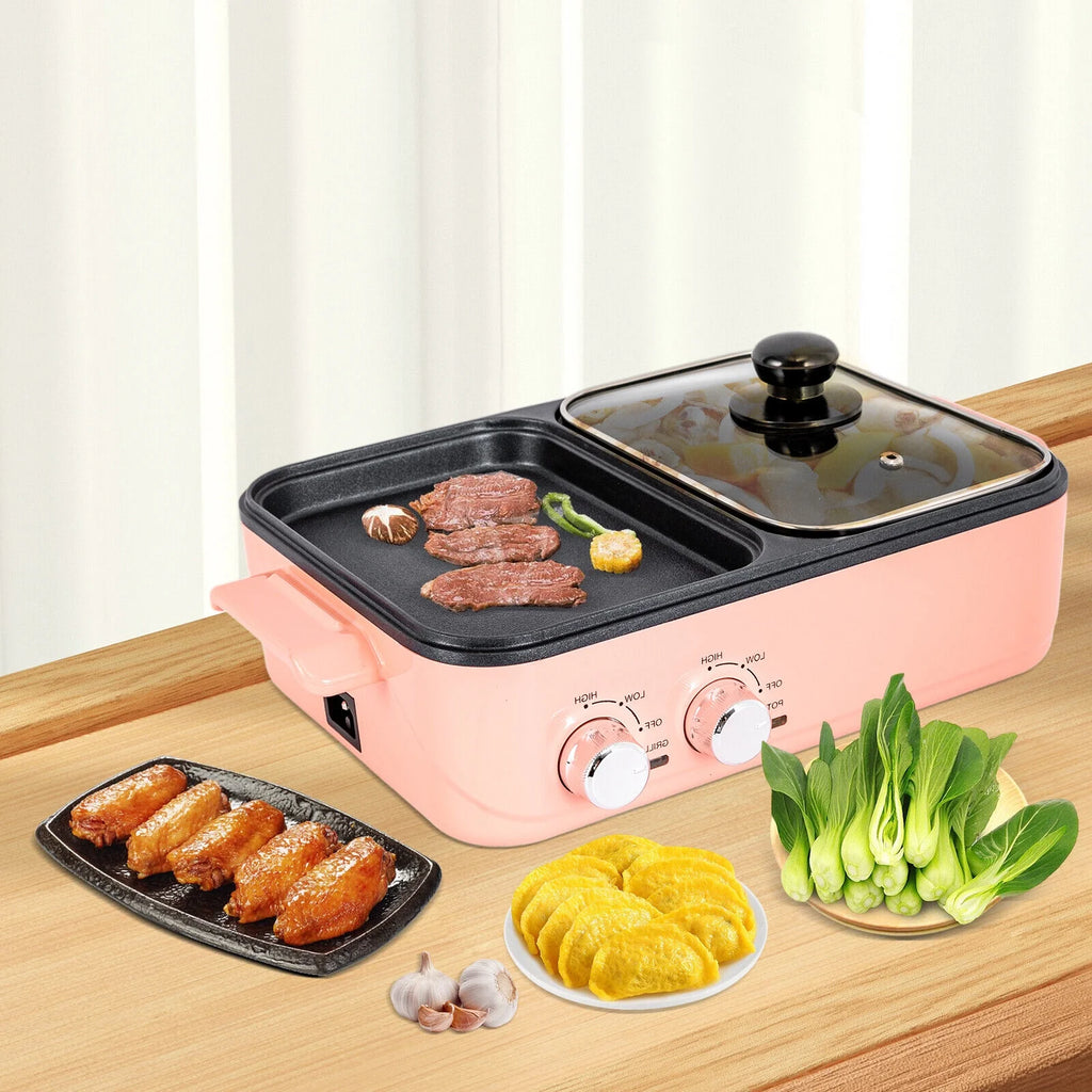 2 in 1 Electric Hot Pot 1500W Non-Stick Korean BBQ Grill L899