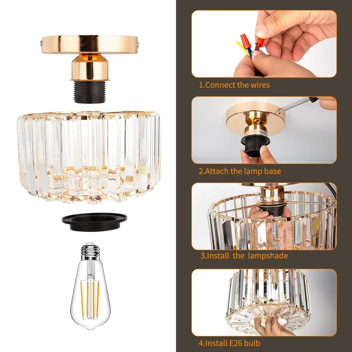 Flush Mount Crystal Ceiling Light Fixture K191757