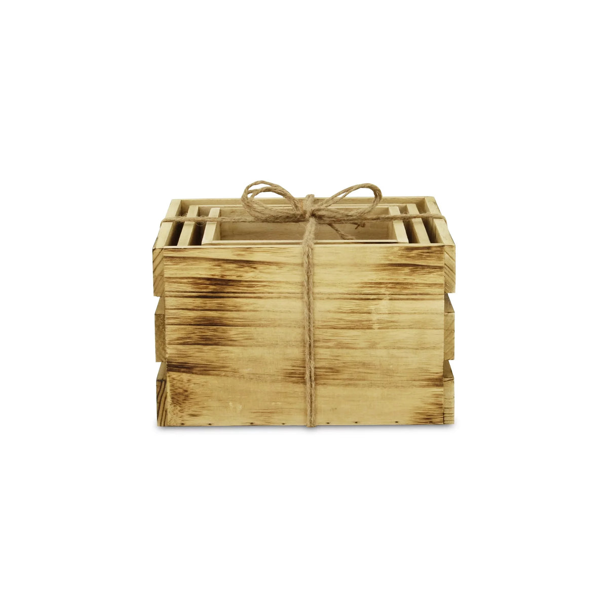 Set of 3 Brown Rustic Aged Wooden Crates Y426143