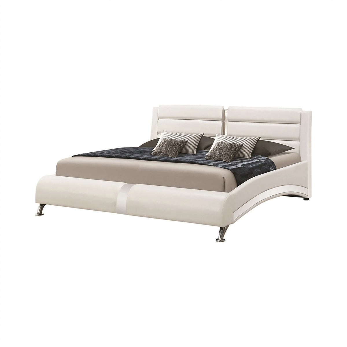 White 4-Piece Faux Leather California King Bedroom Set U25233