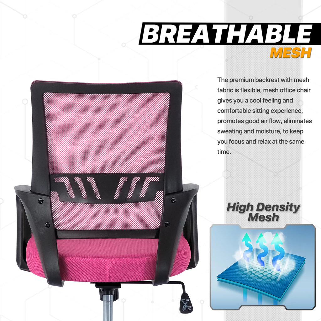 Pink Mesh Office Chair with Armrests E96508