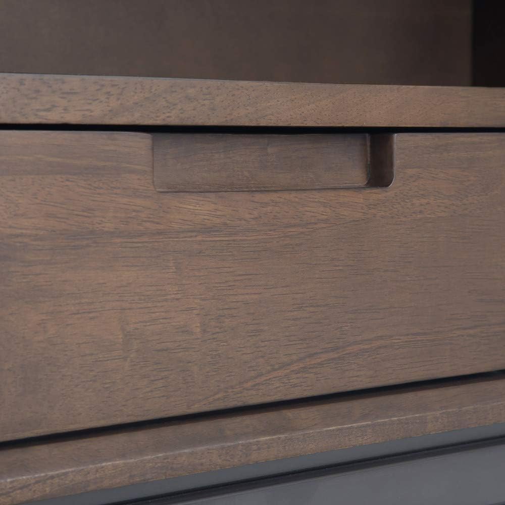 66 inch Walnut Brown Solid Hardwood and Metal Bookcase with 2 Drawers and 4 Shelves O206902