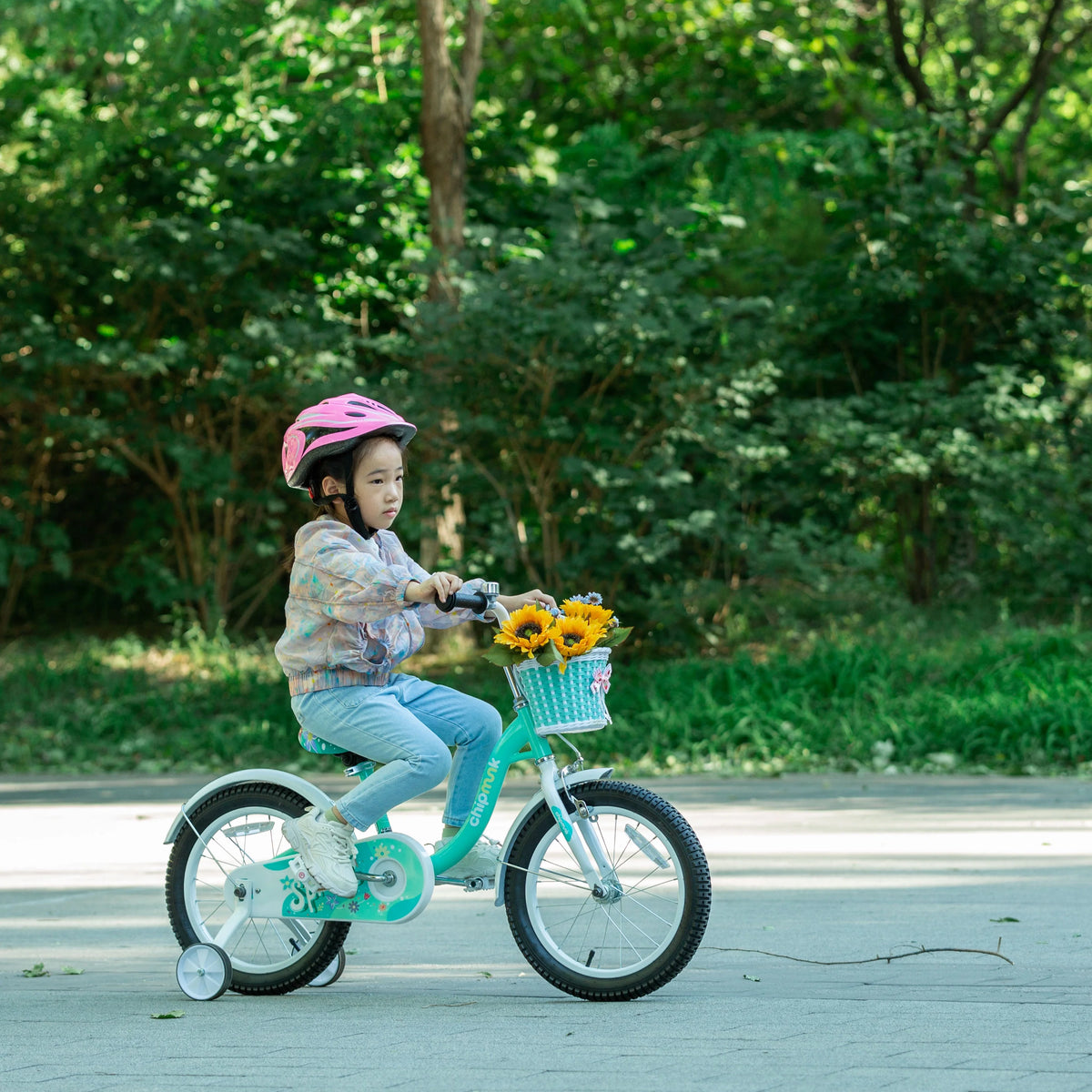 Green 16 Inch Kids Bike with Basket P774