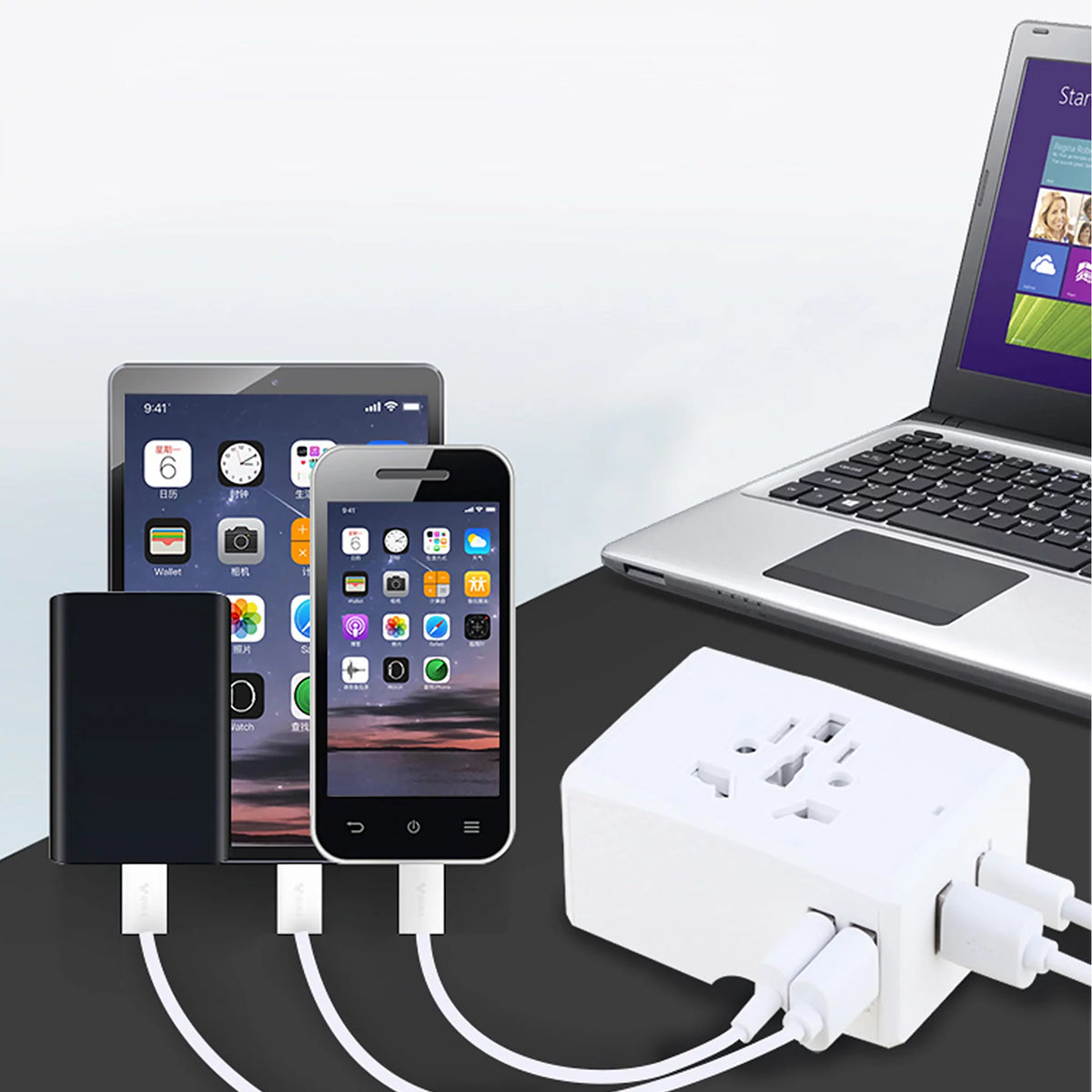 Universal Travel Adapter International Wall Charger AC Plug Adaptor with USB Type-C D546563