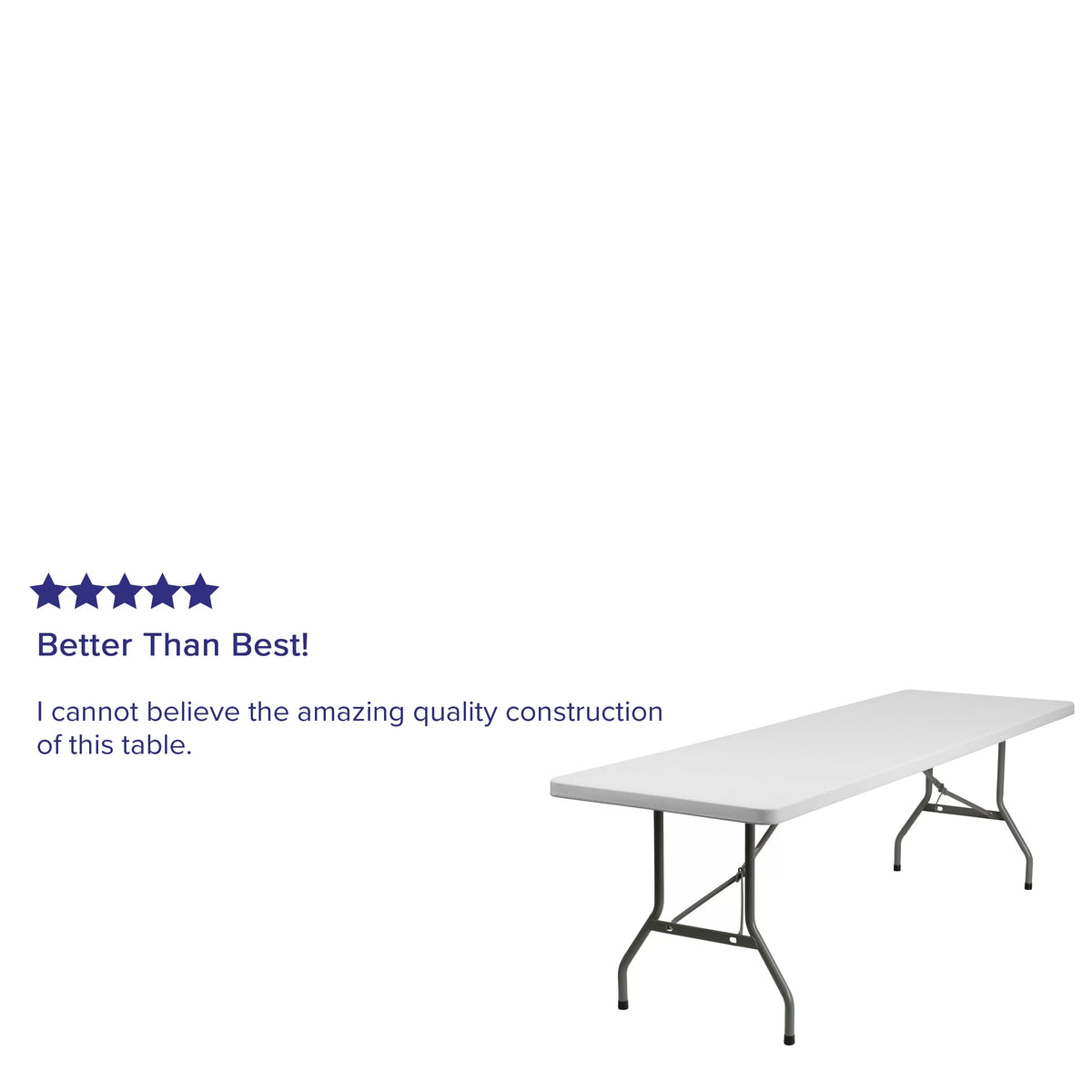 8-Foot Granite White Plastic Folding Table E4073