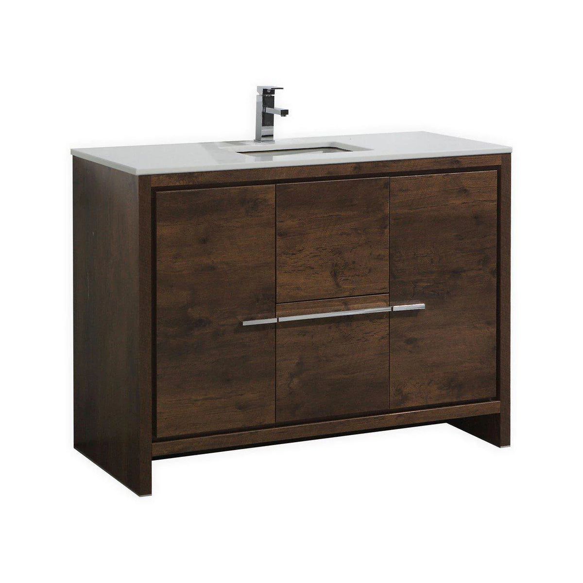 48 in. Rose Wood Bathroom Vanity with White Quartz Counter-Top J203