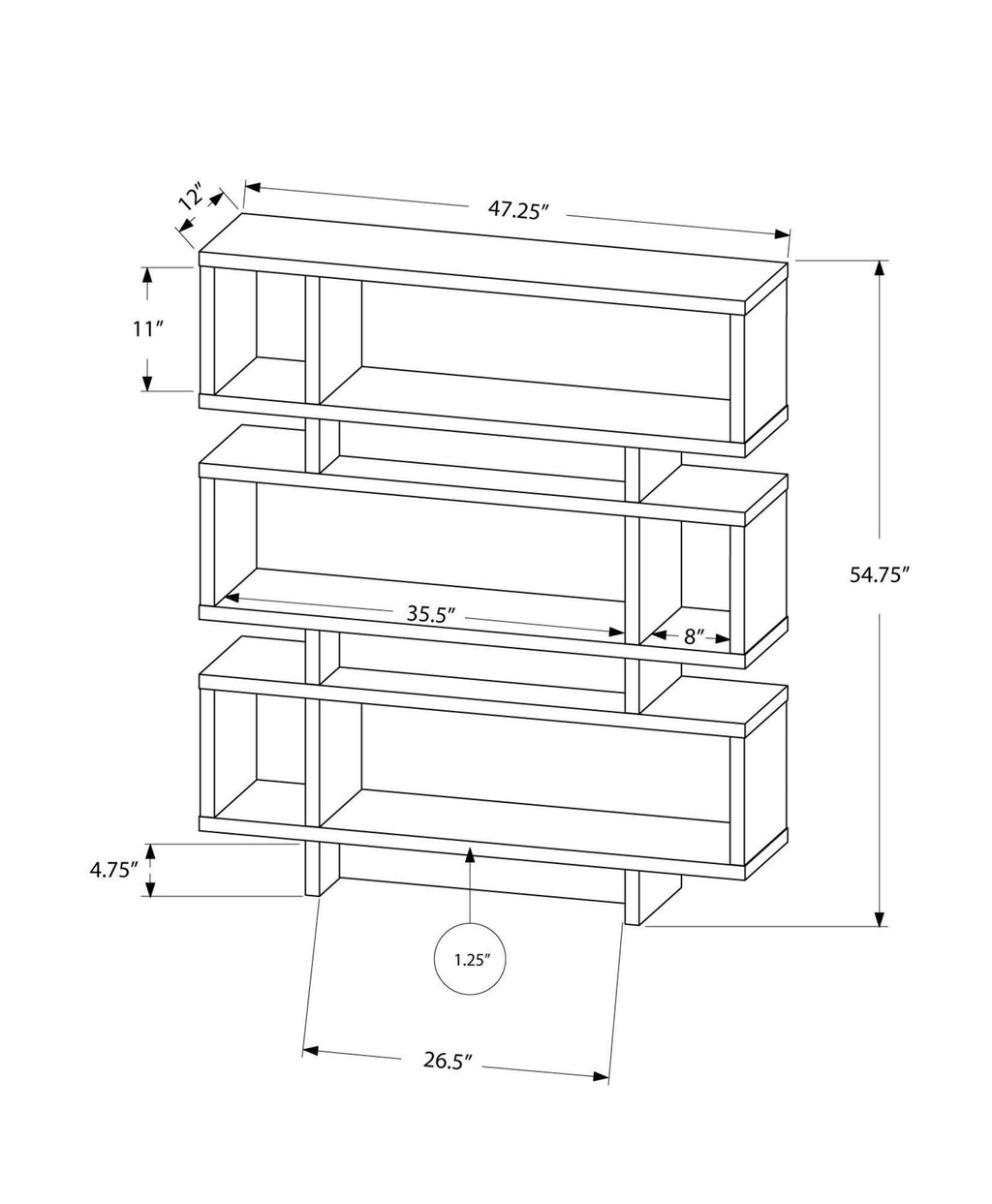 Grey White Particle Board Bookcase A564690