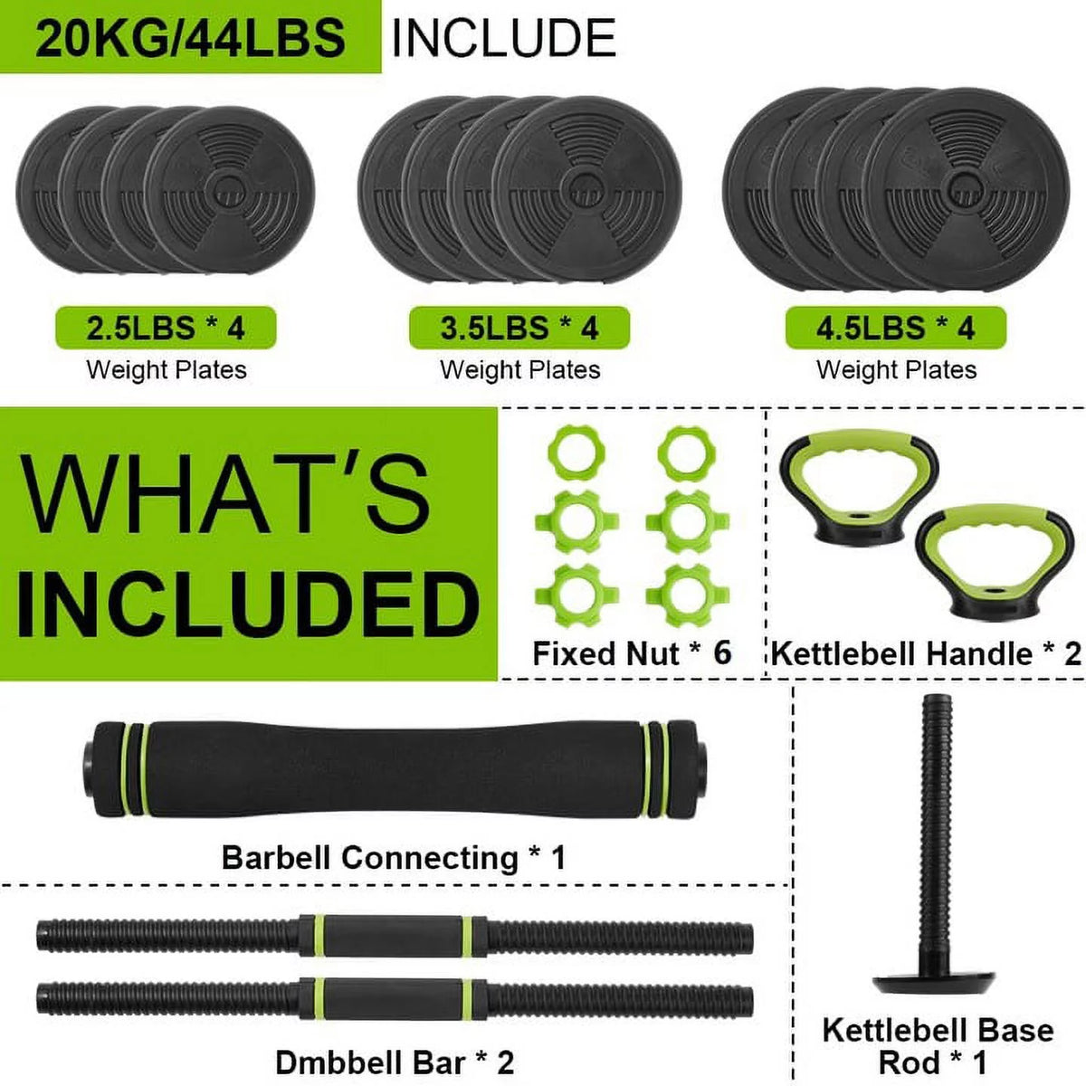 Adjustable Dumbbells Set 4 in 1 Non-slip Handles F456