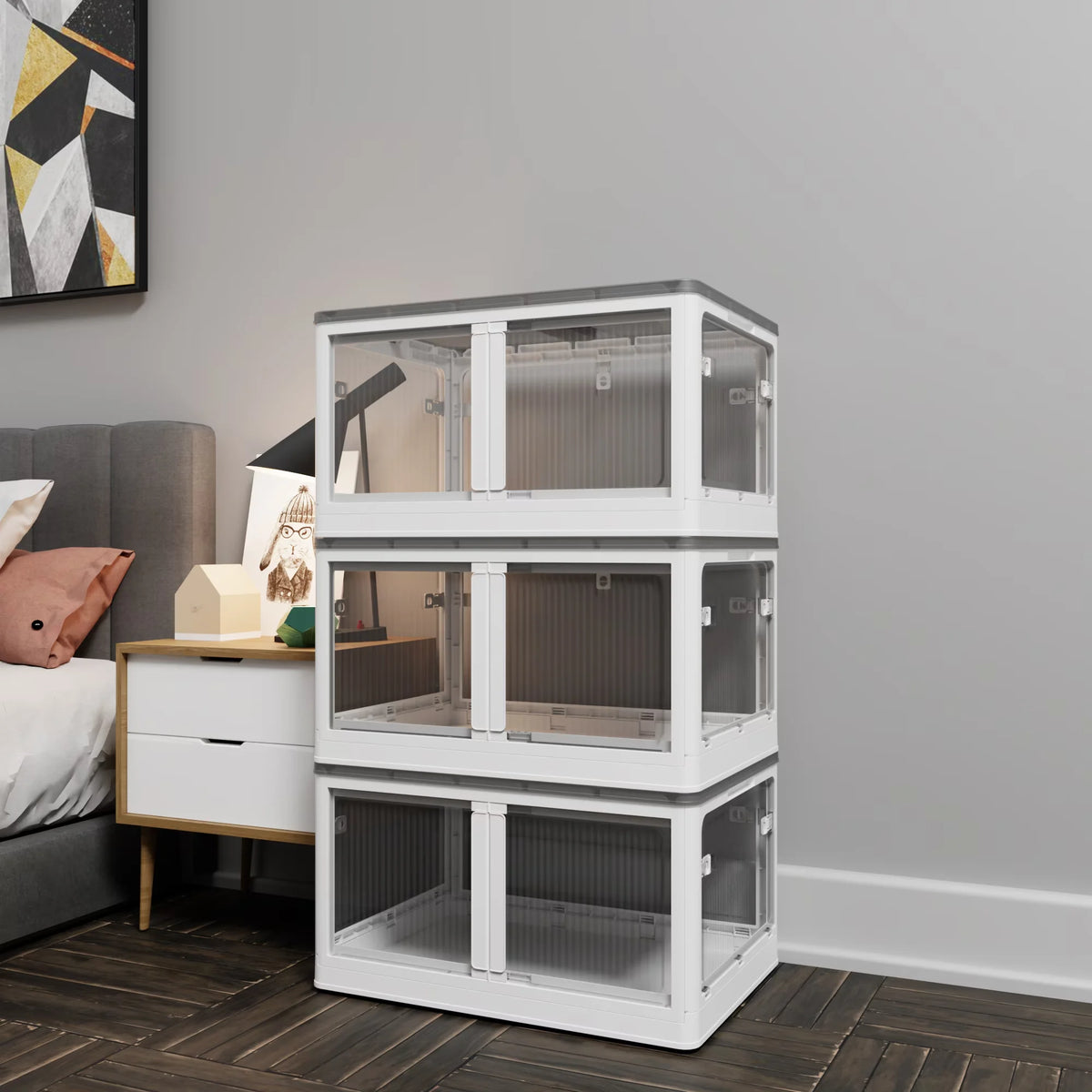 Transparent Stackable Storage Bins with Wheels U3221