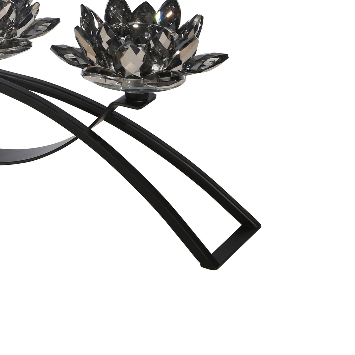 Glass Candle Holder with Metal Base Black U6592
