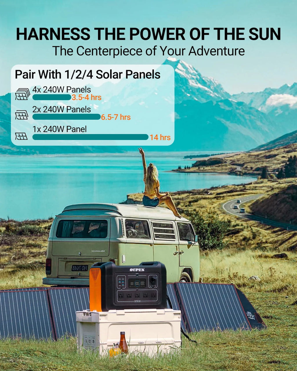 2400W 2232Wh Portable Power Station with 4 240W Solar Panels M523643